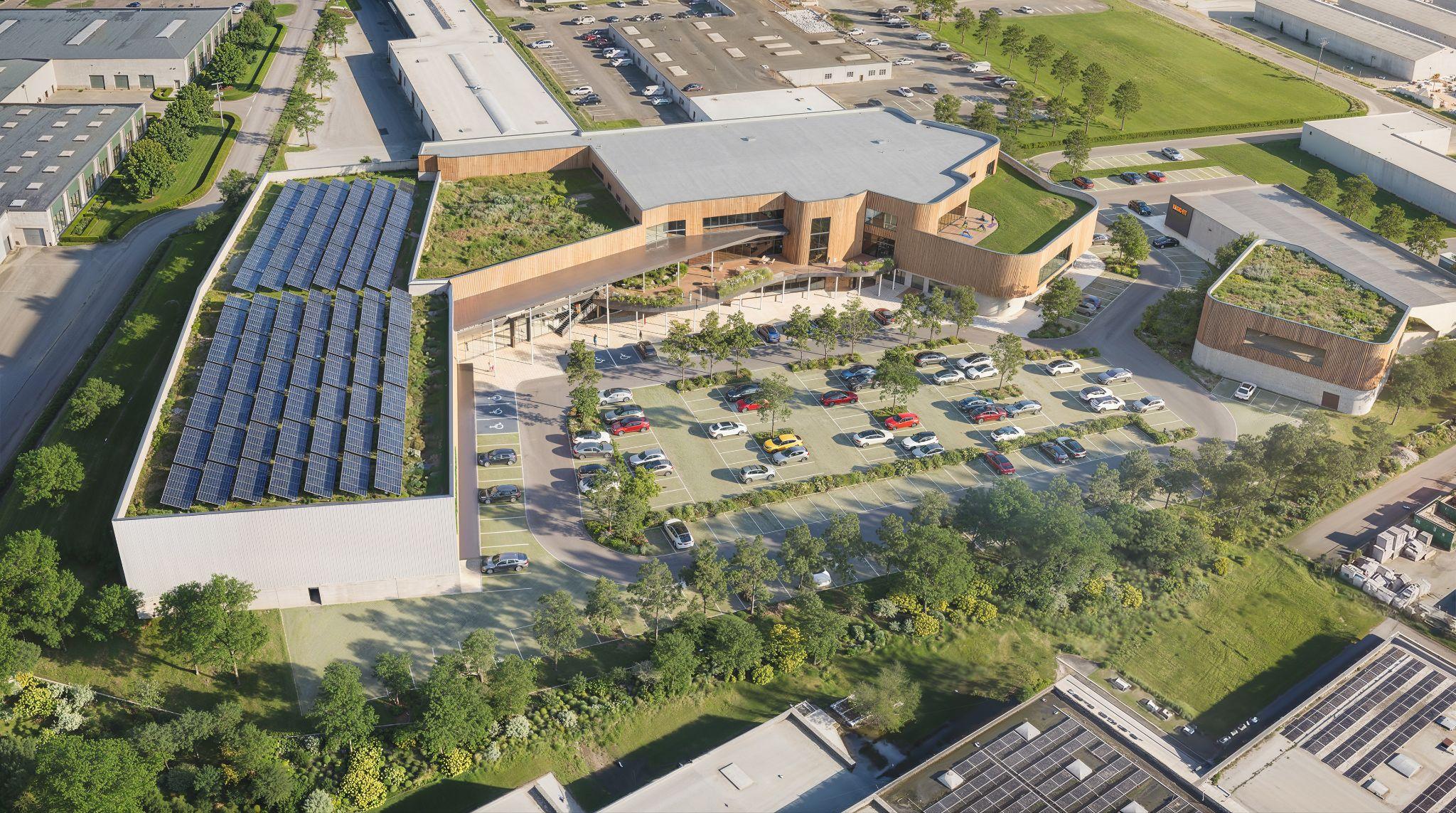 Aerial render of the Explora building in Eupen